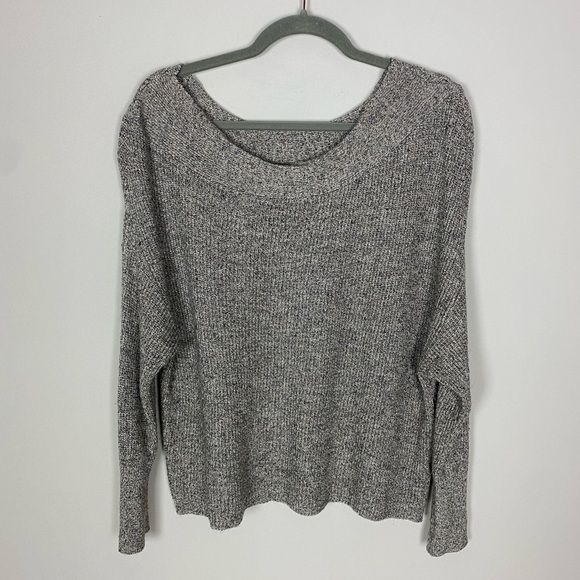 Free People Alana Off Shoulder Knit Sweater Small Heather Gray Oversized - Picture 1 of 5